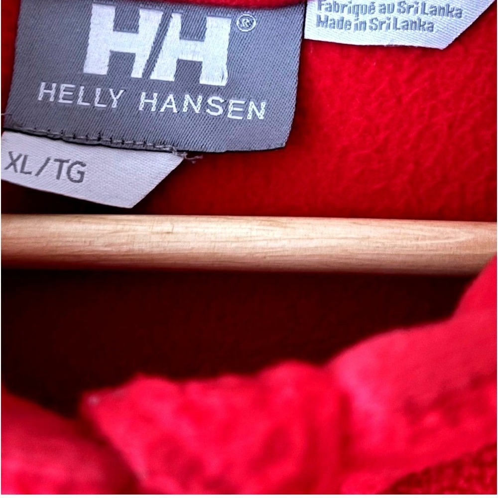 Helly Hansen Mens XL Red Fleece Full Zip Jacket Mock Neck‎ Logo Outdoor Hiking - Picture 4 of 10